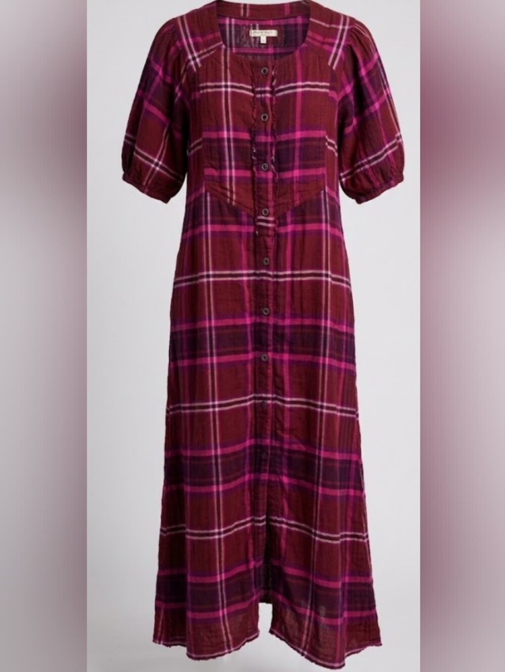 Free People Outlaw Plaid Maxi Dress in Purple & Pink (Sz S) Fall Boho Prairie